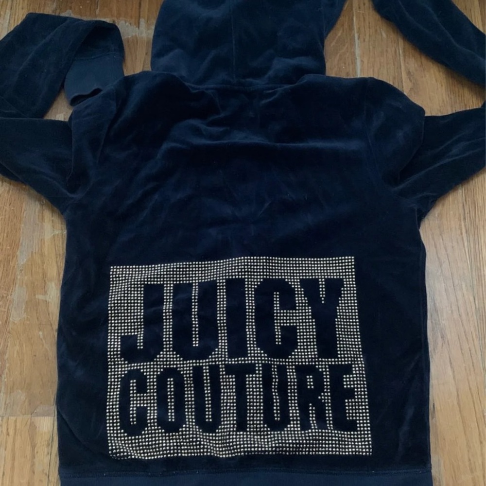 Navy Juicy couture velour bling zip up